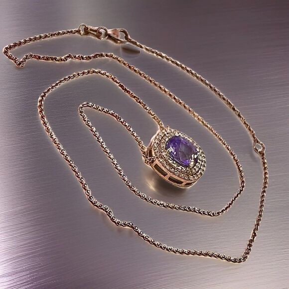 Natural Sapphire Diamond Pendant 18" 14k WG 3.84 TCW Certified 310562 - Picture 9 of 14